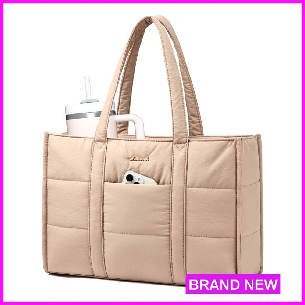 Puffer Laptop Tote Bag 15.6 Inch Lightweight Shoulder Bag Work Travel